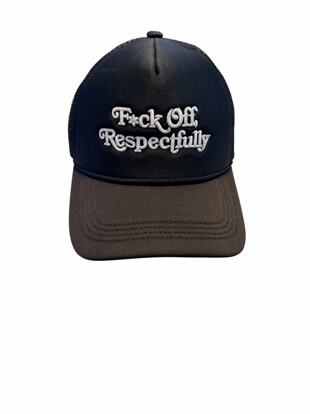 Women’s Black 'F*ck Off Respectfully' Embroidered Trucker Hat